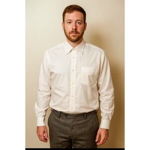 John Henry Mens Dress Shirt Wrinkle Less French Poplin Long Sleeve 17 32/33‎